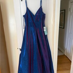 NWT Blue and Purple Glitter Prom Gown